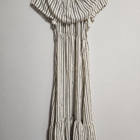 Billabong Vertical Striped Boho Off Shoulder Maxi Dress Large - Picture 4 of 9